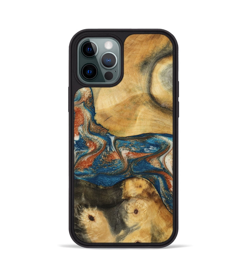 iPhone 12 Pro Wood Phone Case - Carmelo (Teal & Gold, 788385)