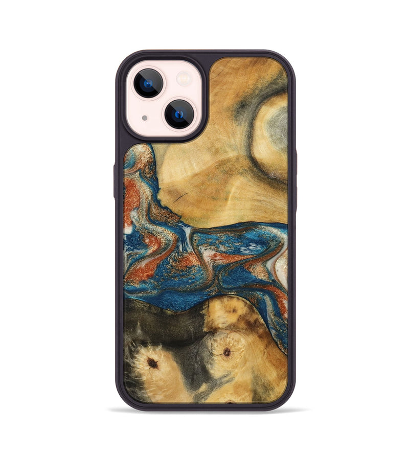 iPhone 14 Wood Phone Case - Carmelo (Teal & Gold, 788385)
