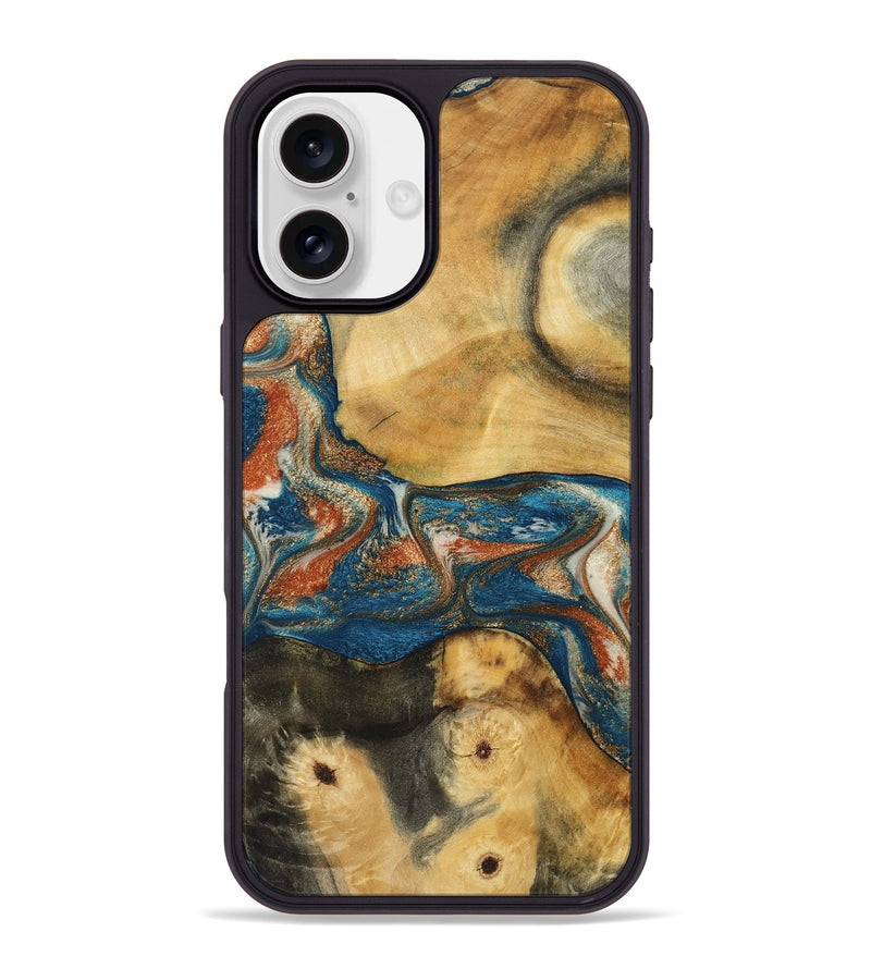 iPhone 16 Plus Wood Phone Case - Carmelo (Teal & Gold, 788385)