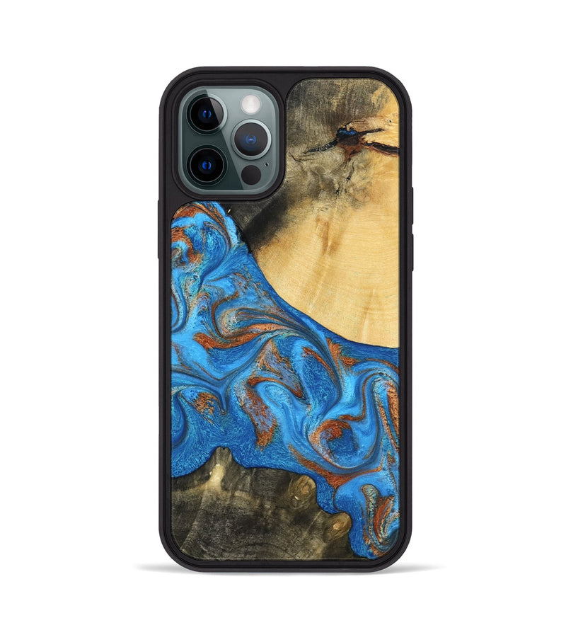 iPhone 12 Pro Wood Phone Case - Donn (Teal & Gold, 788414)