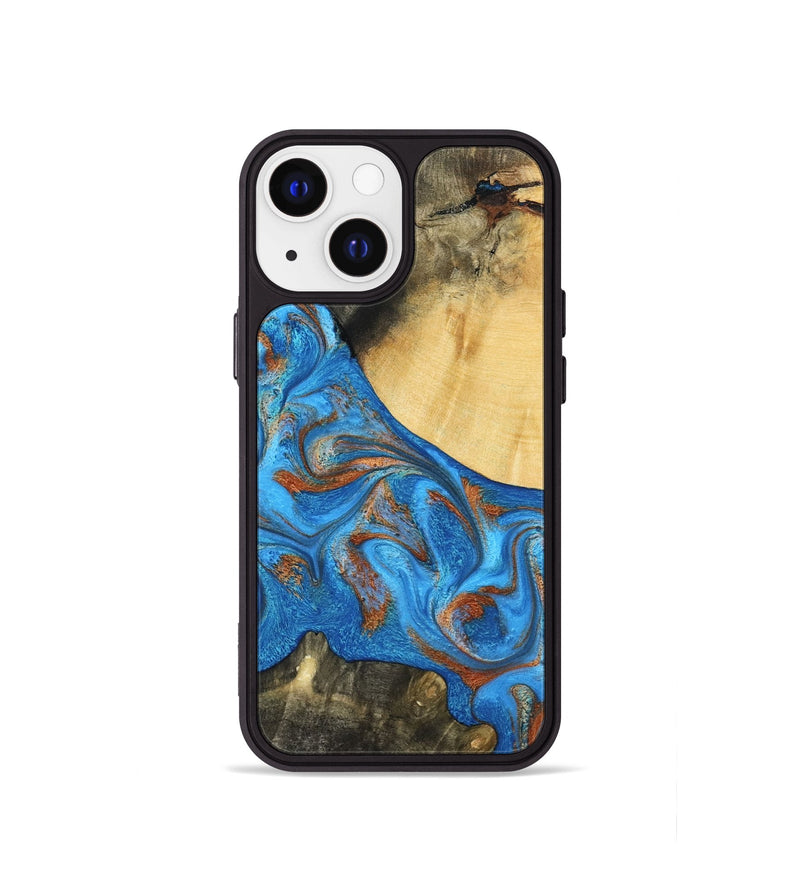 iPhone 13 mini Wood Phone Case - Donn (Teal & Gold, 788414)