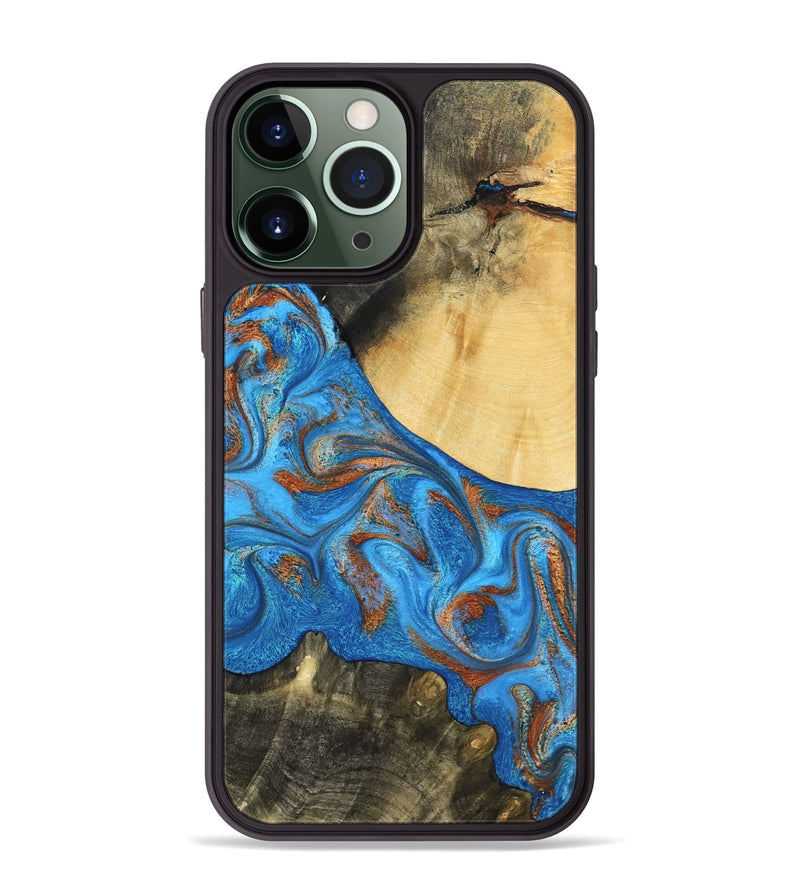 iPhone 13 Pro Max Wood Phone Case - Donn (Teal & Gold, 788414)