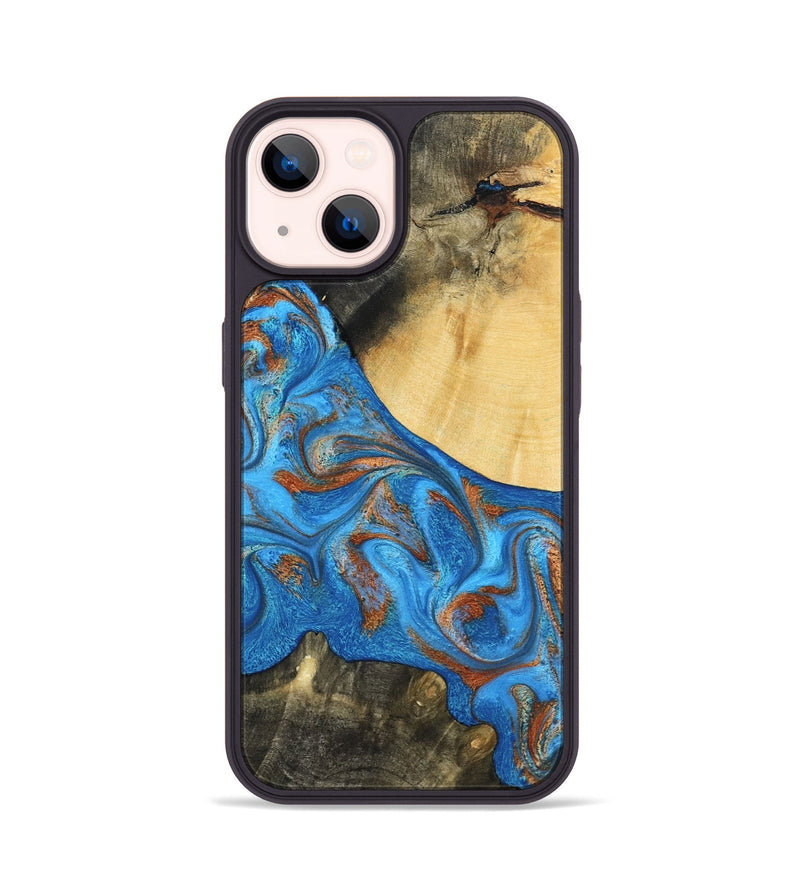iPhone 14 Wood Phone Case - Donn (Teal & Gold, 788414)