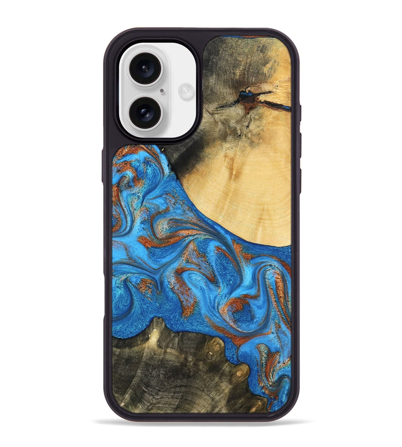 iPhone 16 Plus Wood Phone Case - Donn (Teal & Gold, 788414)