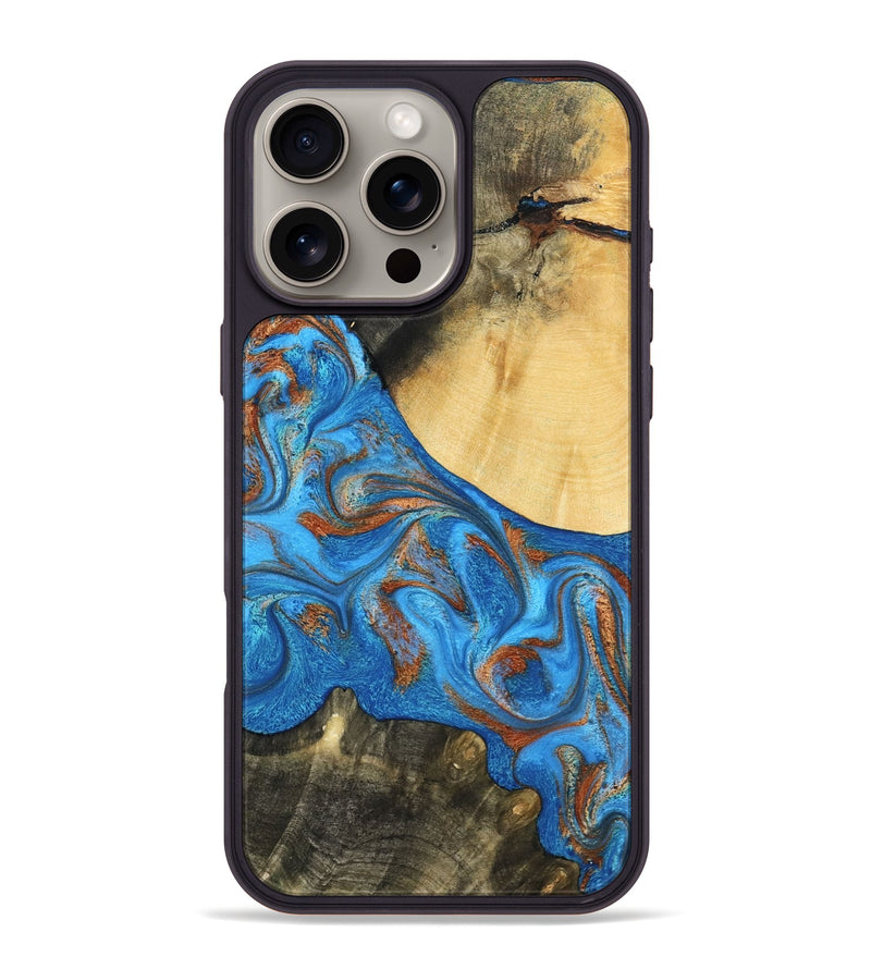 iPhone 16 Pro Max Wood Phone Case - Donn (Teal & Gold, 788414)