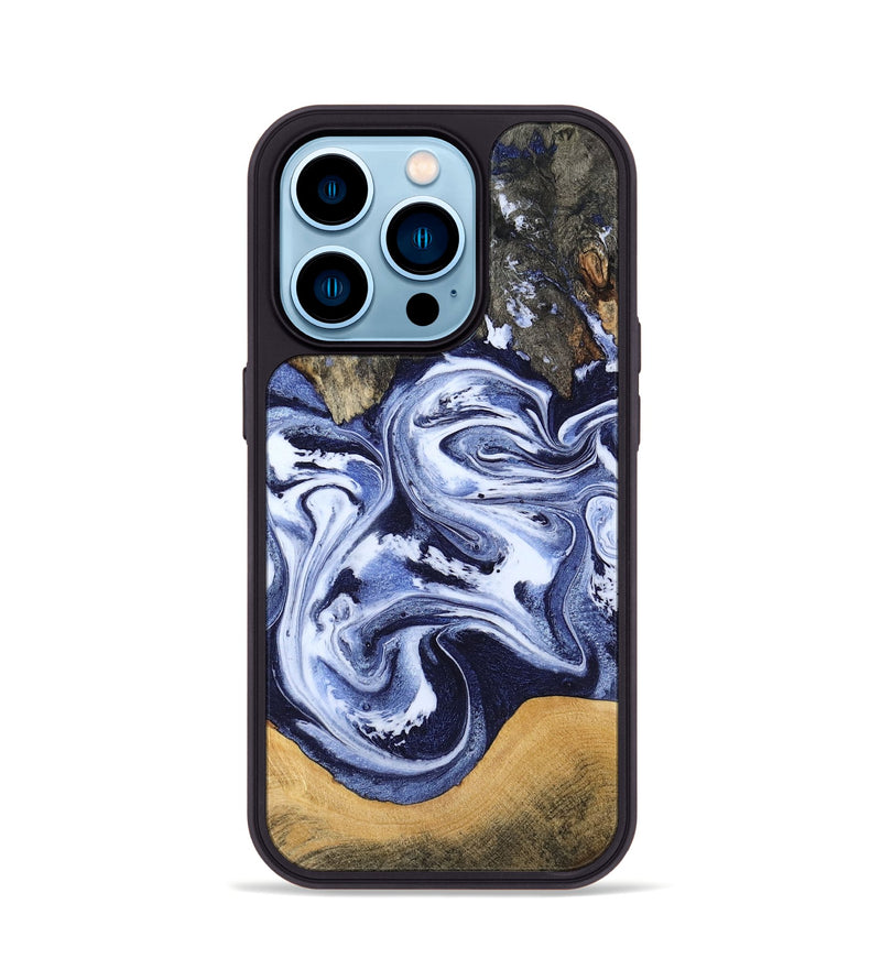iPhone 14 Pro Wood Phone Case - Renada (Blue, 788446)