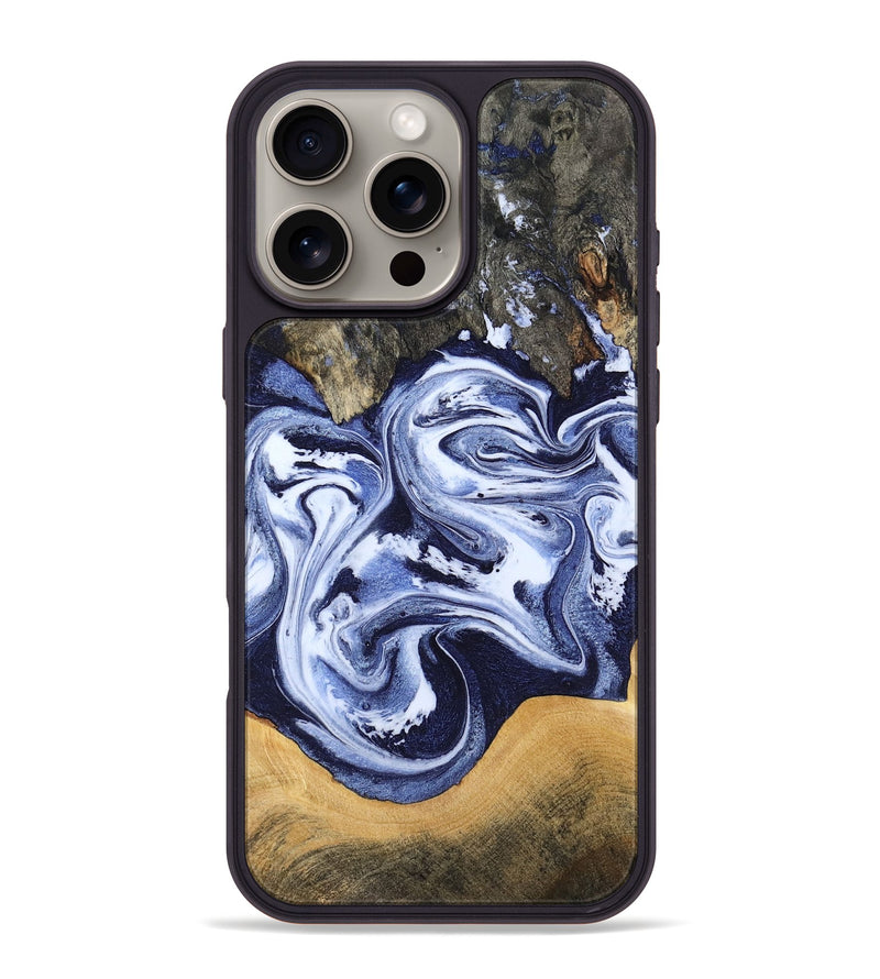 iPhone 16 Pro Max Wood Phone Case - Renada (Blue, 788446)