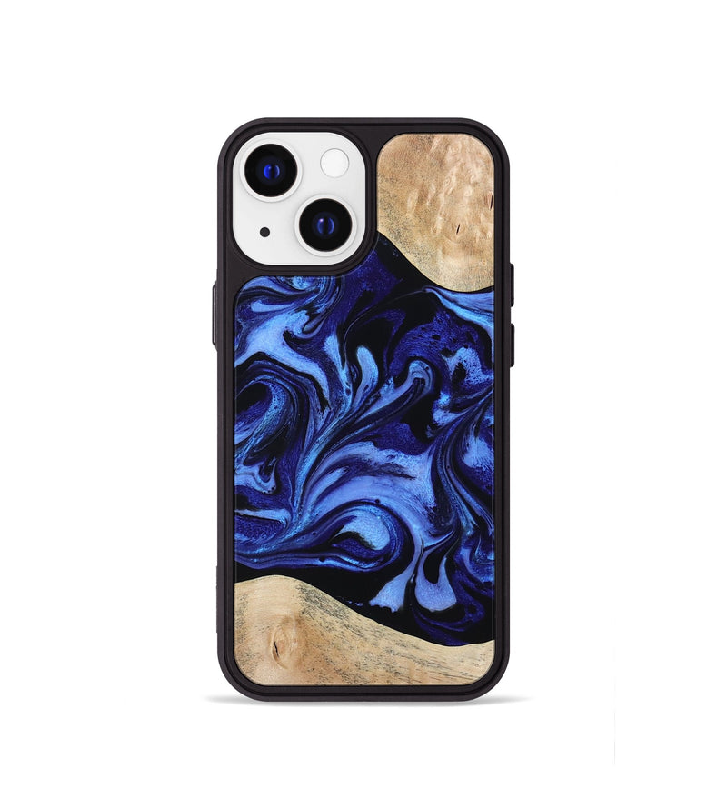 iPhone 13 mini Wood Phone Case - Oral (Blue, 788447)
