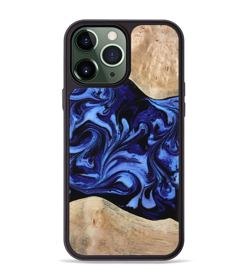 iPhone 13 Pro Max Wood Phone Case - Oral (Blue, 788447)