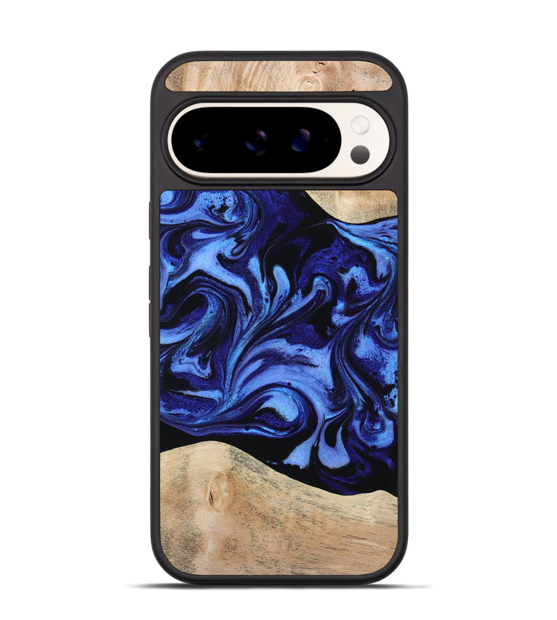 Pixel 9 Pro Wood Phone Case - Oral (Blue, 788447)