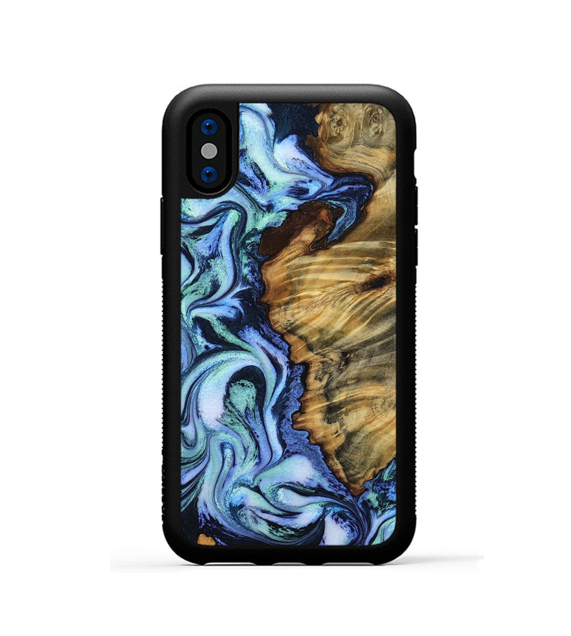 iPhone Xs Wood Phone Case - Foster (Blue, 788462)
