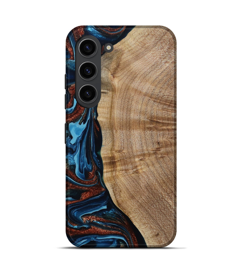 Galaxy S23 Wood Live Edge Phone Case - Josiah (Teal & Gold, 788625)