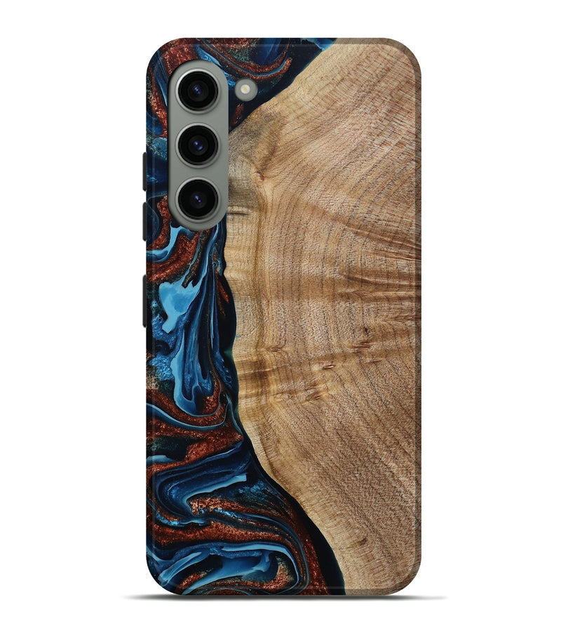 Galaxy S23 Plus Wood Live Edge Phone Case - Josiah (Teal & Gold, 788625)