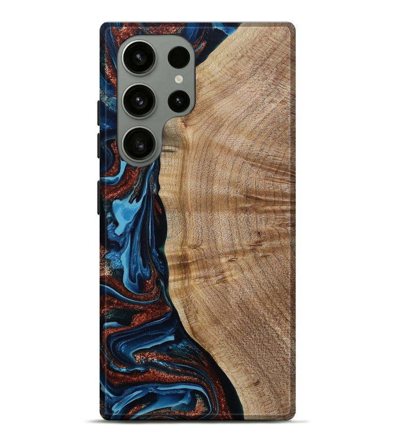 Galaxy S23 Ultra Wood Live Edge Phone Case - Josiah (Teal & Gold, 788625)