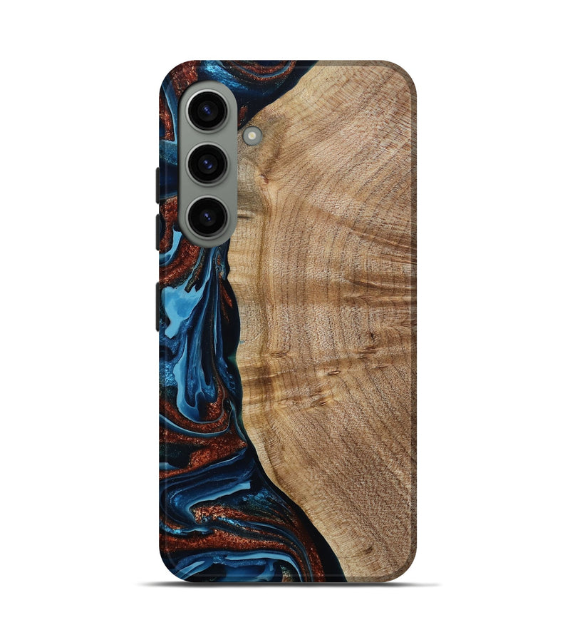 Galaxy S24 Wood Live Edge Phone Case - Josiah (Teal & Gold, 788625)