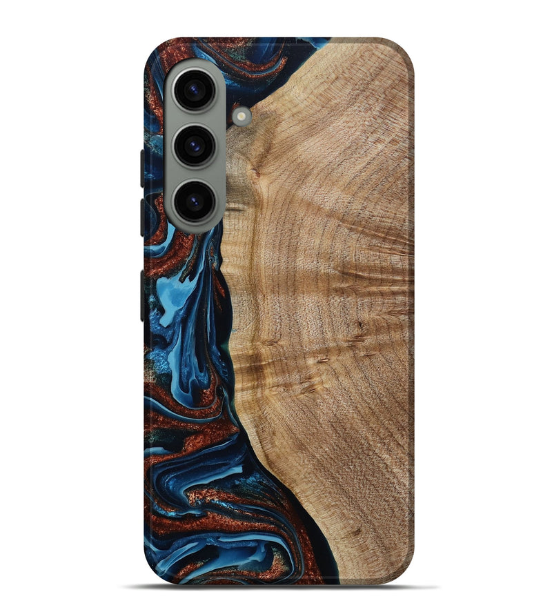 Galaxy S24 Plus Wood Live Edge Phone Case - Josiah (Teal & Gold, 788625)