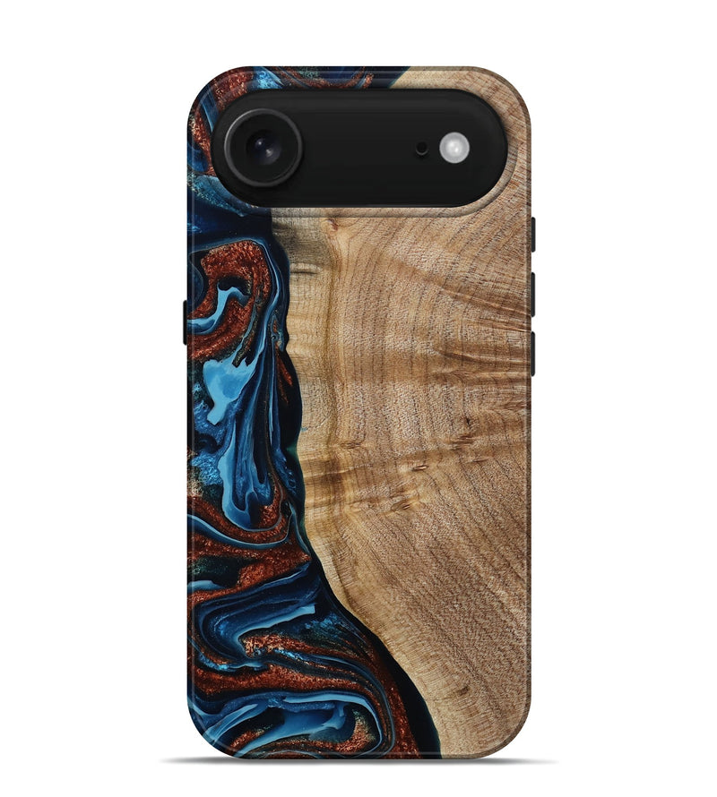 iPhone 17 Air Wood Live Edge Phone Case - Josiah (Teal & Gold, 788625)