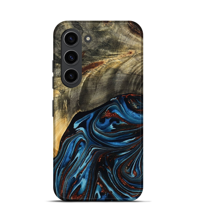 Galaxy S23 Wood Live Edge Phone Case - Lessie (Teal & Gold, 788648)