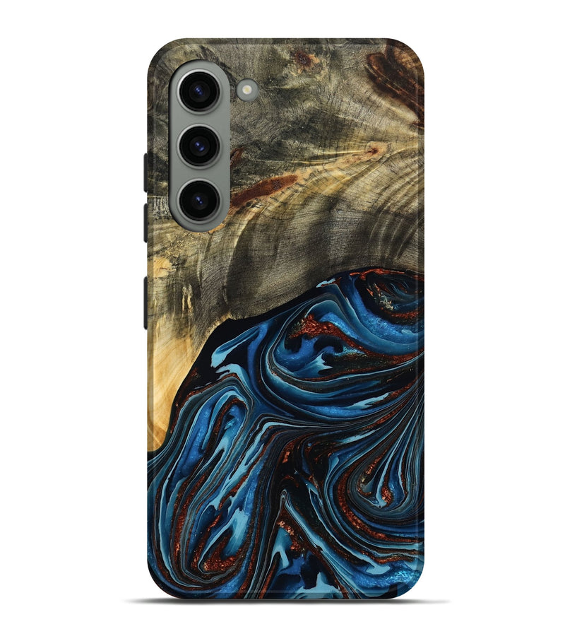 Galaxy S23 Plus Wood Live Edge Phone Case - Lessie (Teal & Gold, 788648)