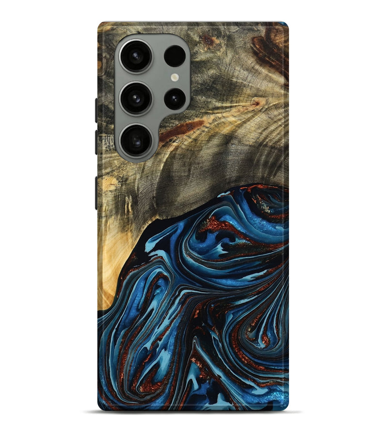 Galaxy S23 Ultra Wood Live Edge Phone Case - Lessie (Teal & Gold, 788648)