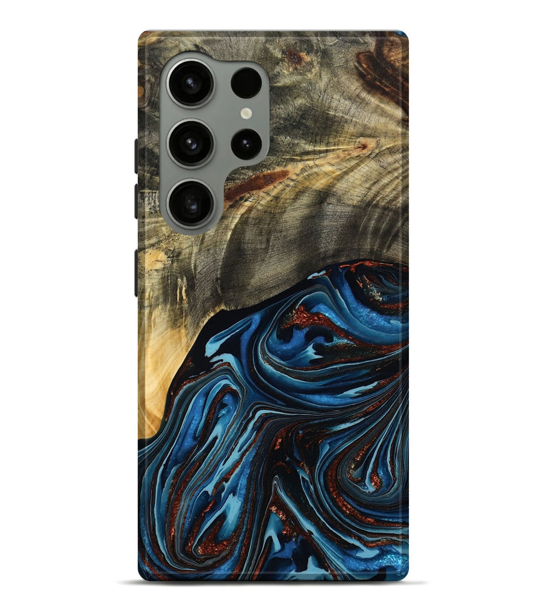 Galaxy S24 Ultra Wood Live Edge Phone Case - Lessie (Teal & Gold, 788648)