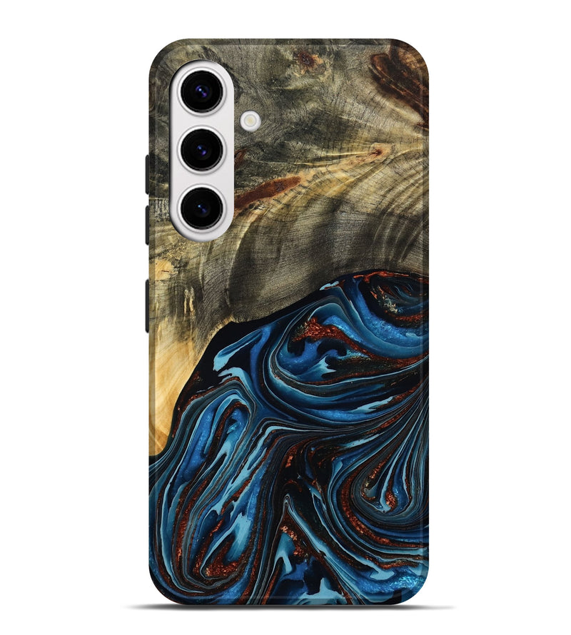 Galaxy S25 Plus Wood Live Edge Phone Case - Lessie (Teal & Gold, 788648)