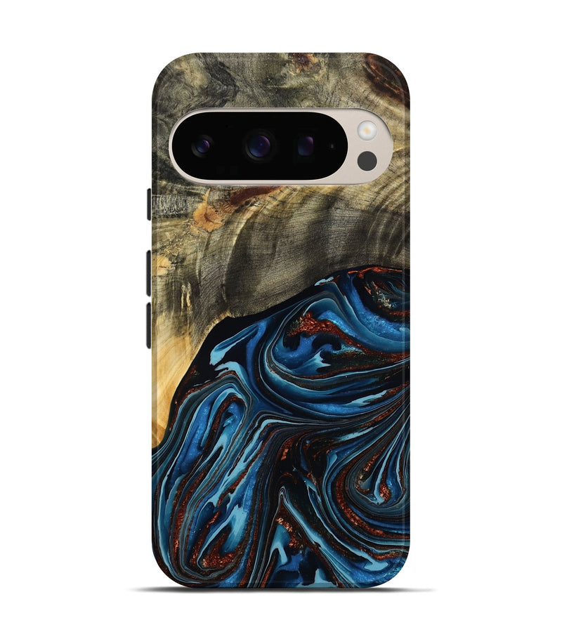Pixel 10 Pro Wood Live Edge Phone Case - Lessie (Teal & Gold, 788648)