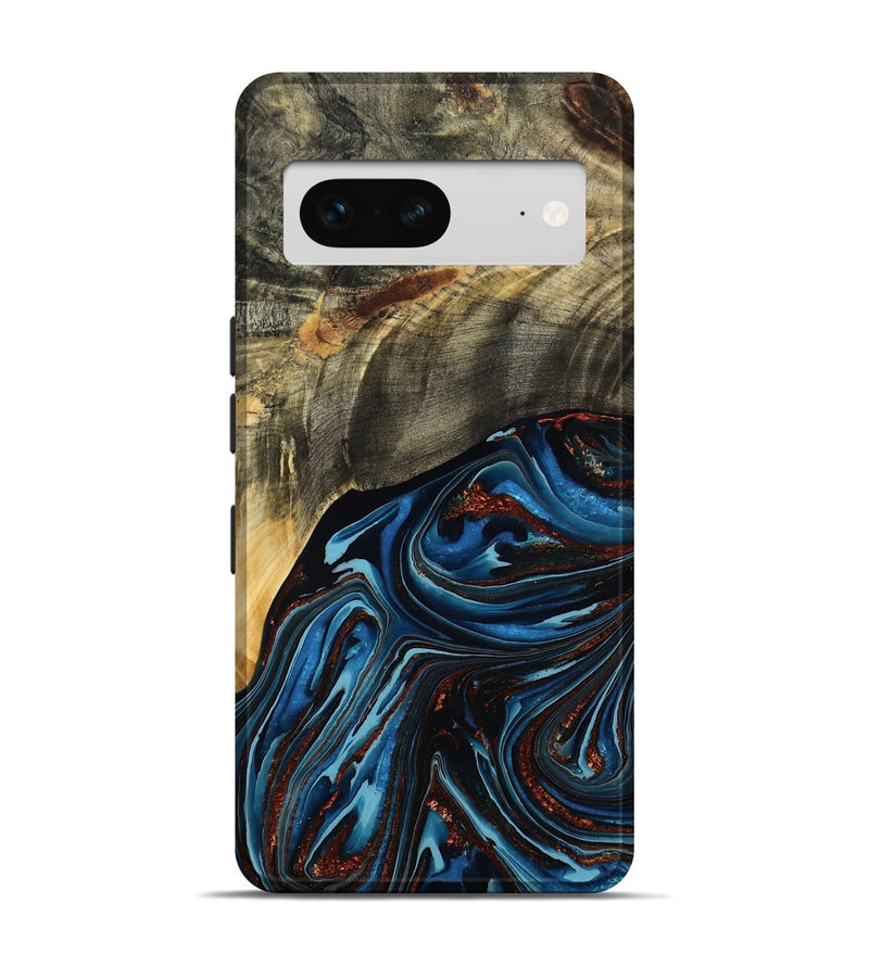 Pixel 7 Wood Live Edge Phone Case - Lessie (Teal & Gold, 788648)