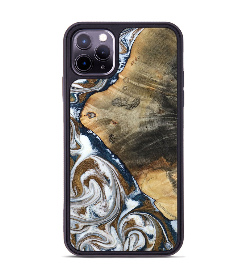iPhone 11 Pro Max Wood Phone Case - Zyon (Teal & Gold, 788652)