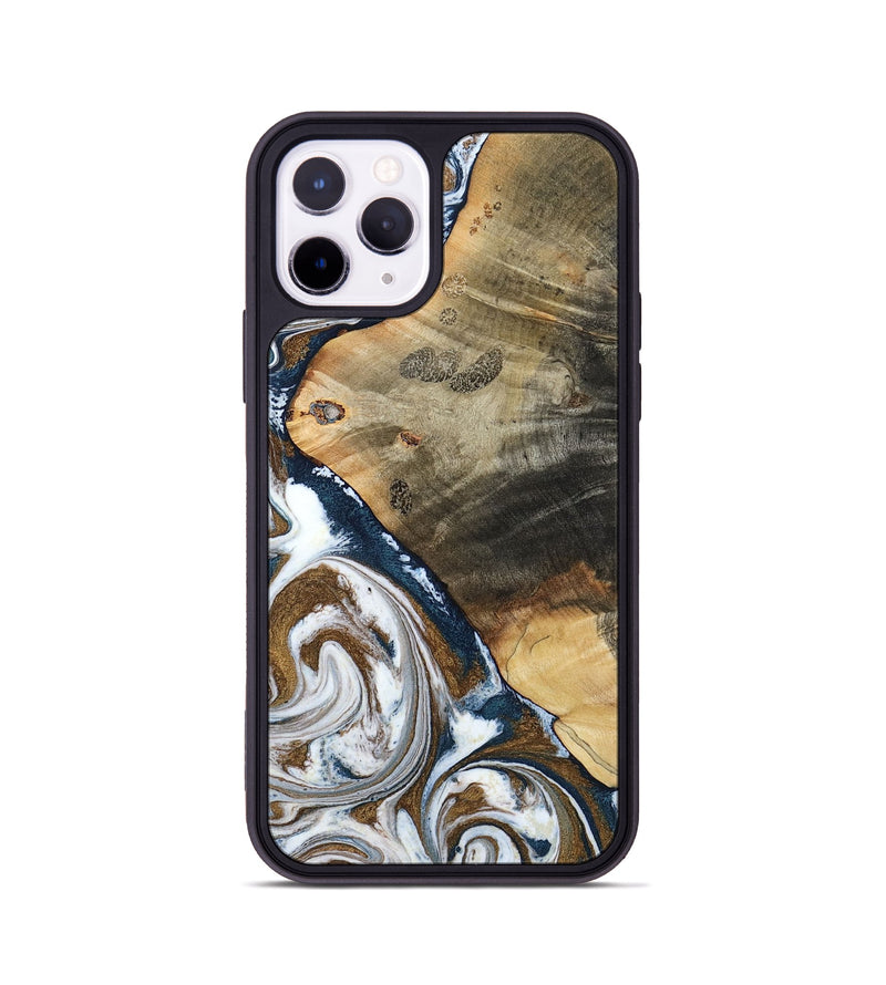 iPhone 11 Pro Wood Phone Case - Zyon (Teal & Gold, 788652)