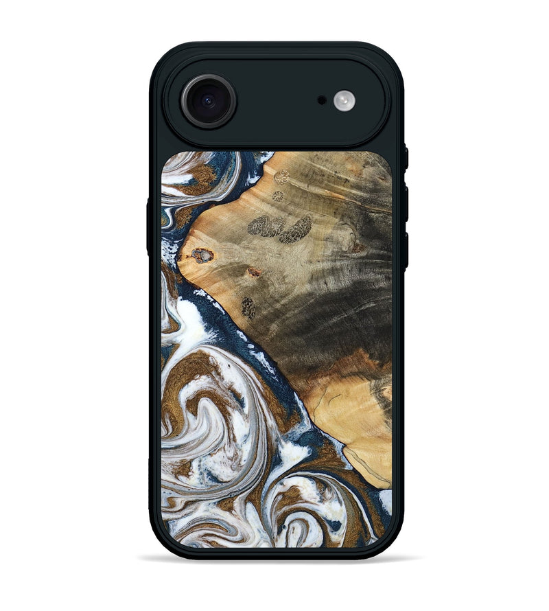 iPhone 17 Air Wood Phone Case - Zyon (Teal & Gold, 788652)