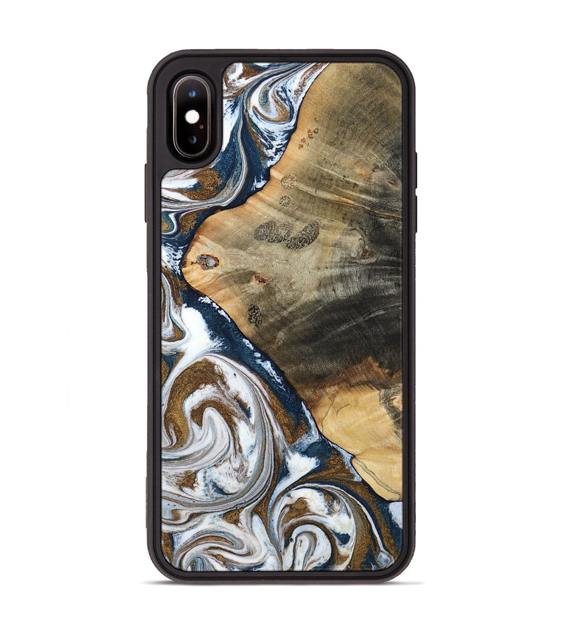 iPhone Xs Max Wood Phone Case - Zyon (Teal & Gold, 788652)