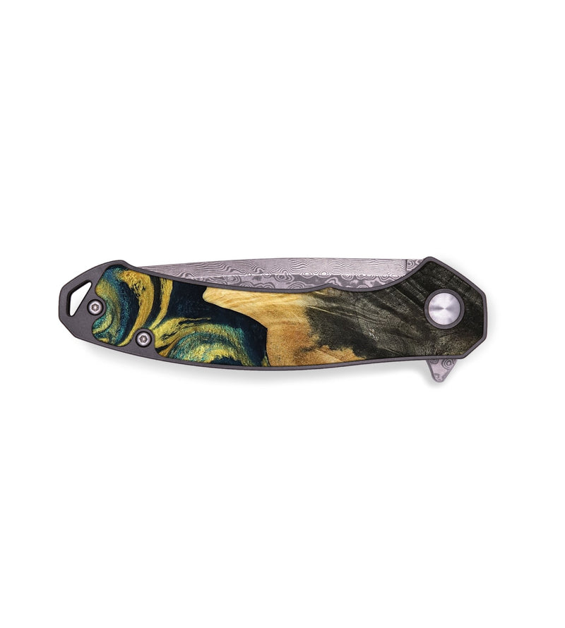 EDC Wood Pocket Knife - Bambi (Teal & Gold, 788654)