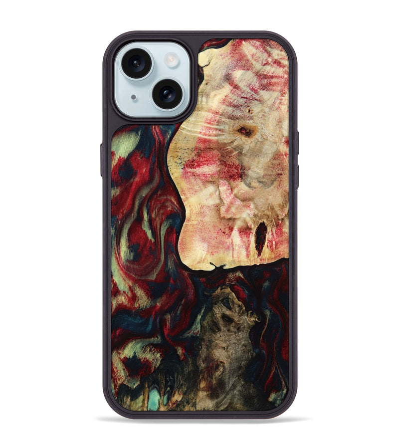 iPhone 15 Plus Wood Phone Case - Michell (Red, 788666)