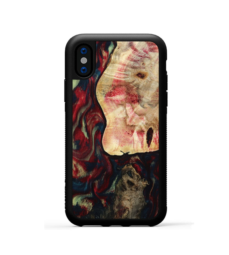 iPhone Xs Wood Phone Case - Michell (Red, 788666)