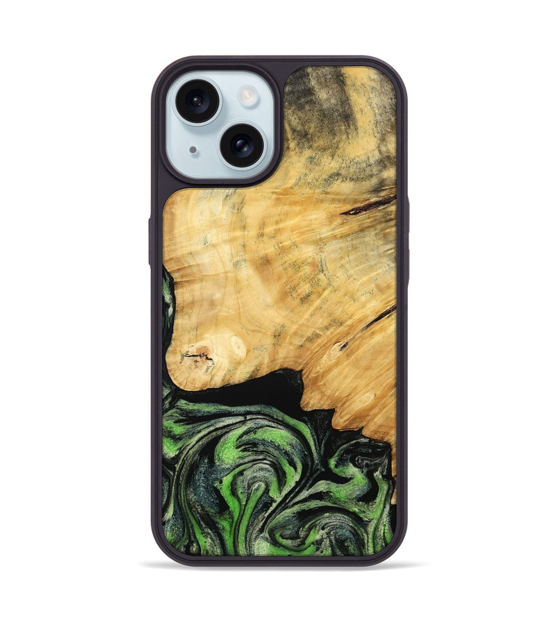 iPhone 15 Wood Phone Case - Marta (Green, 788681)