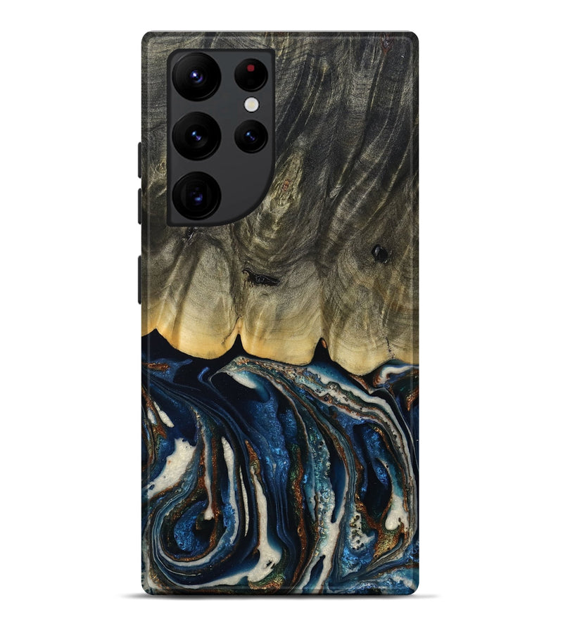 Galaxy S22 Ultra Wood Live Edge Phone Case - Romeo (Teal & Gold, 788860)