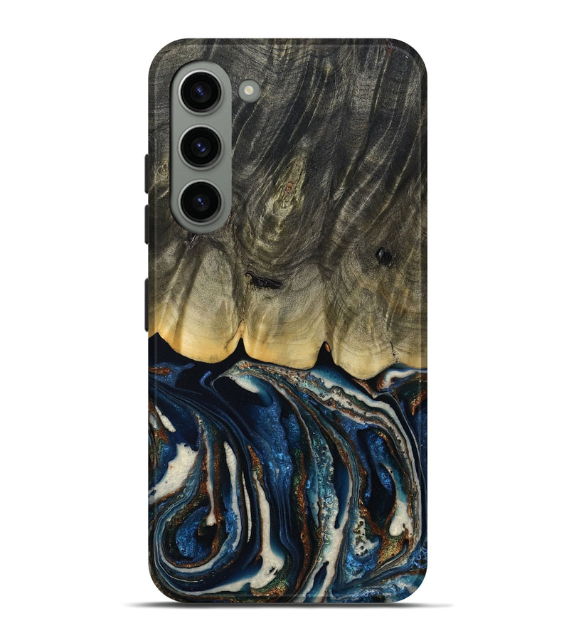 Galaxy S23 Plus Wood Live Edge Phone Case - Romeo (Teal & Gold, 788860)