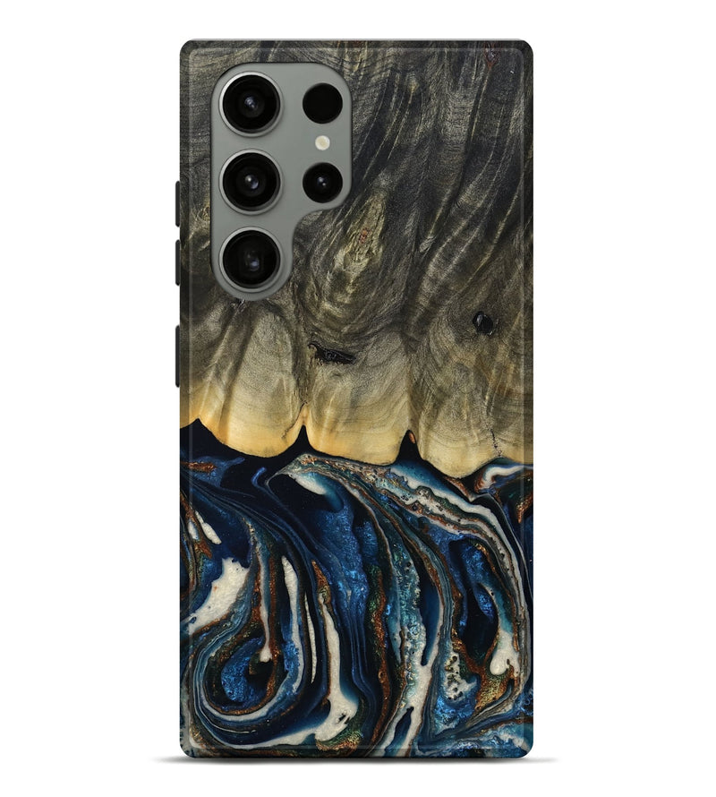 Galaxy S23 Ultra Wood Live Edge Phone Case - Romeo (Teal & Gold, 788860)