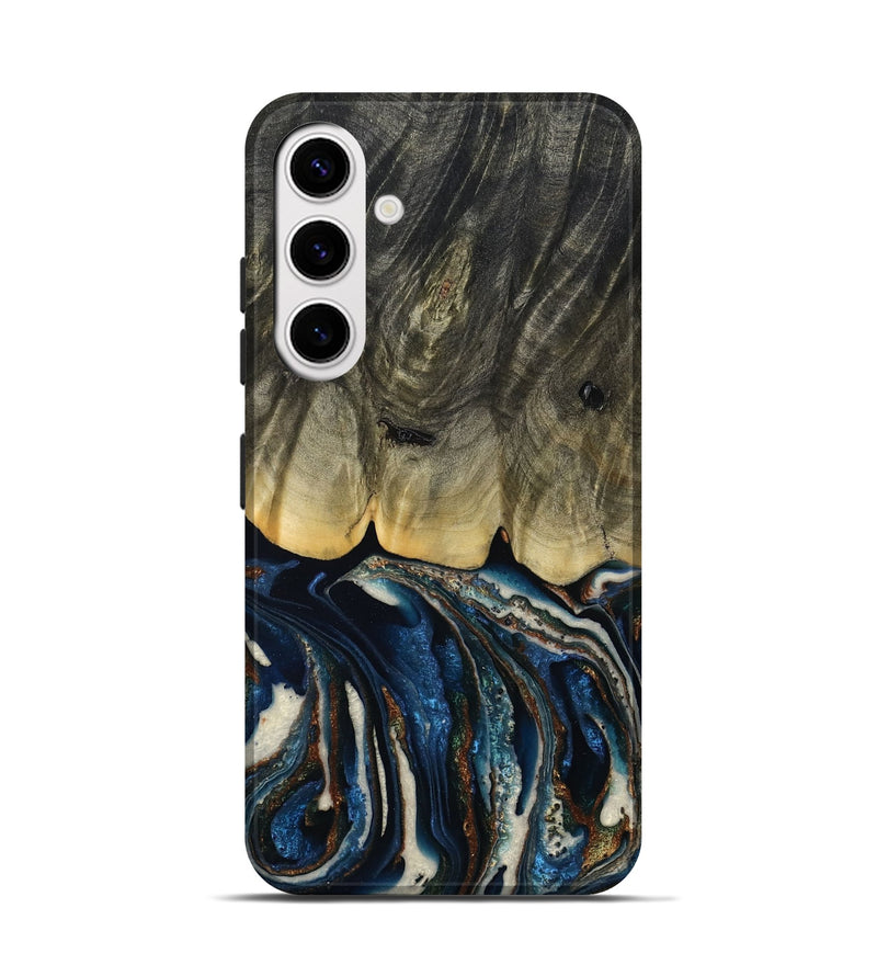 Galaxy S25 Wood Live Edge Phone Case - Romeo (Teal & Gold, 788860)