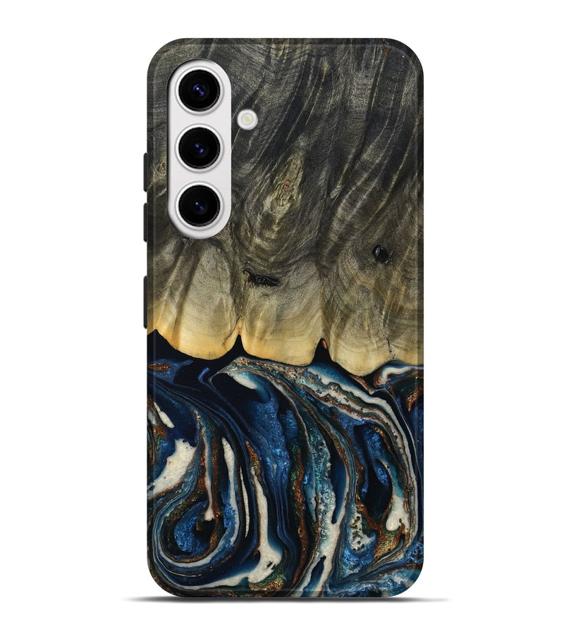 Galaxy S25 Plus Wood Live Edge Phone Case - Romeo (Teal & Gold, 788860)