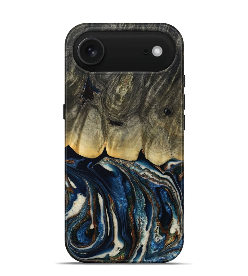 iPhone 17 Air Wood Live Edge Phone Case - Romeo (Teal & Gold, 788860)
