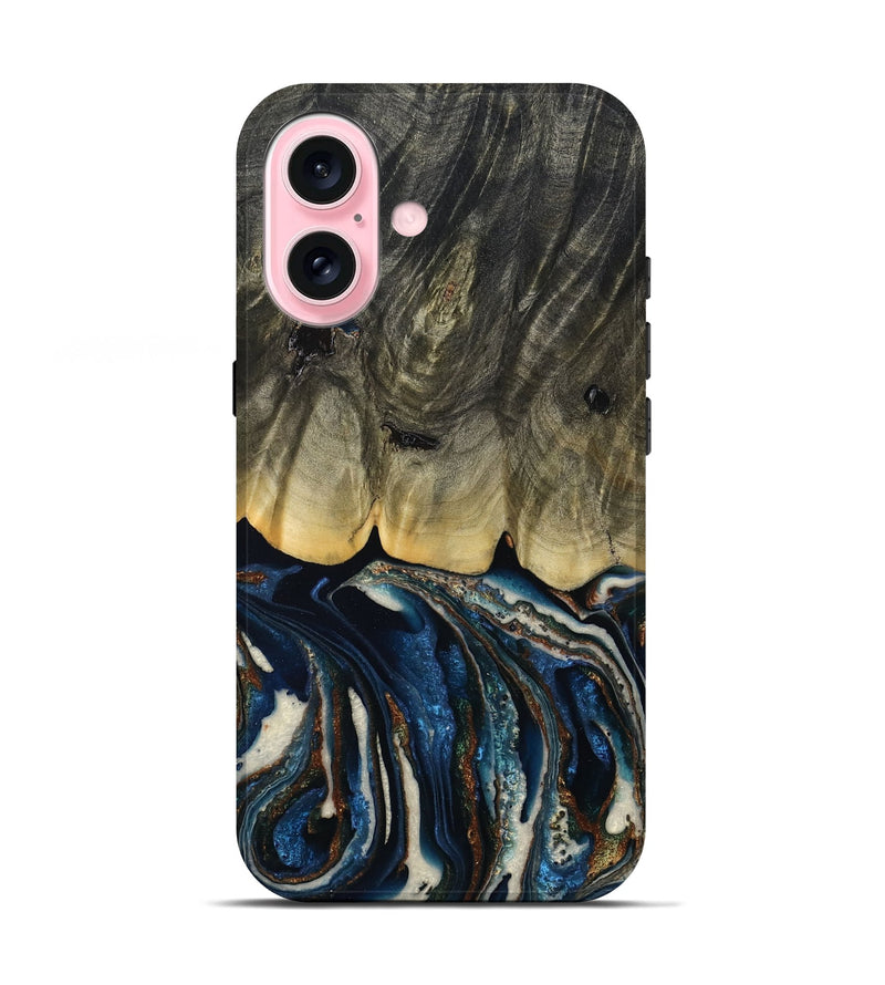 iPhone 17 Wood Live Edge Phone Case - Romeo (Teal & Gold, 788860)