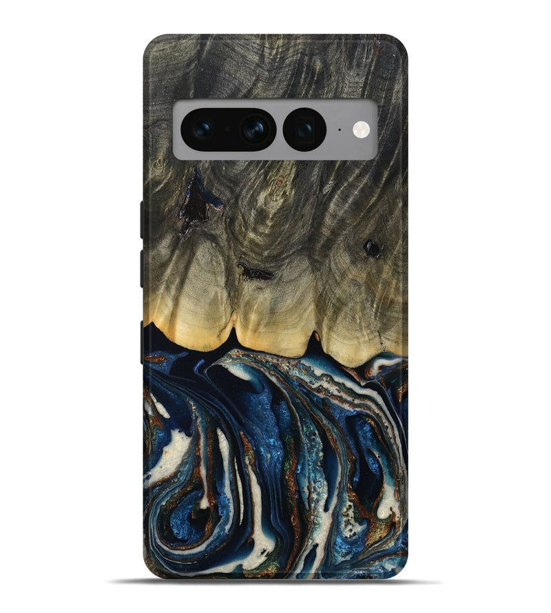 Pixel 7 Pro Wood Live Edge Phone Case - Romeo (Teal & Gold, 788860)