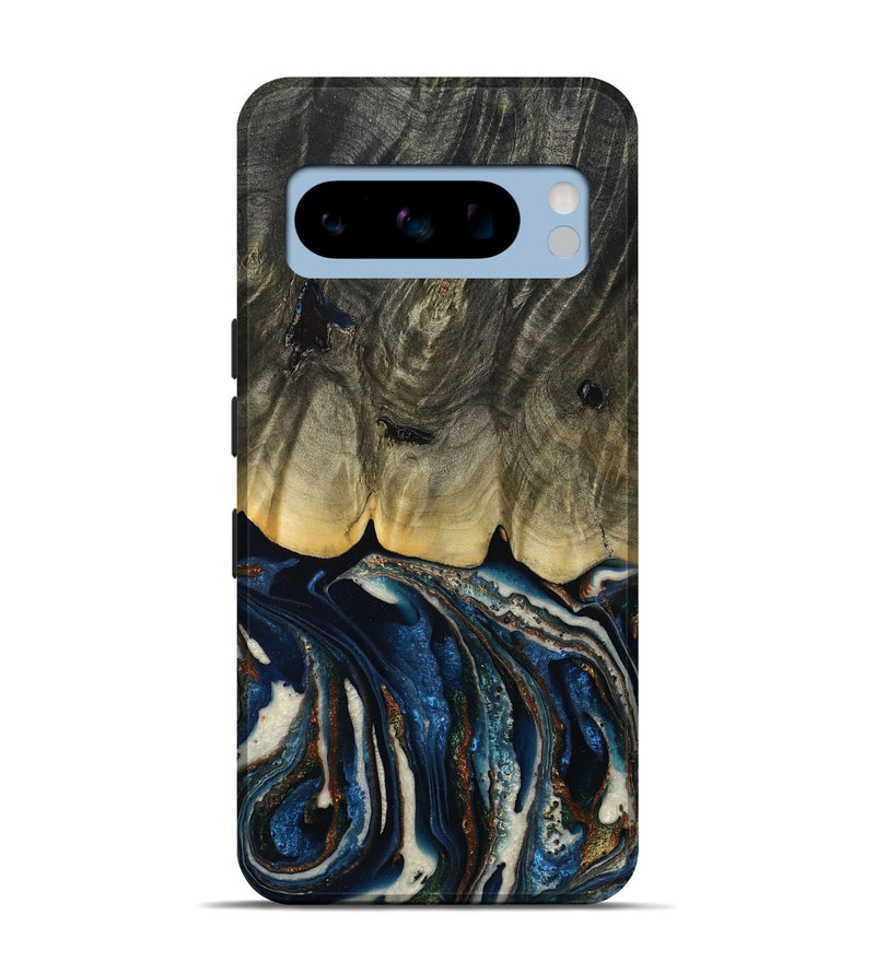 Pixel 8 Pro Wood Live Edge Phone Case - Romeo (Teal & Gold, 788860)