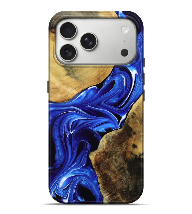 iPhone 17 Pro Max Wood Live Edge Phone Case - Janiah (Blue, 788888)