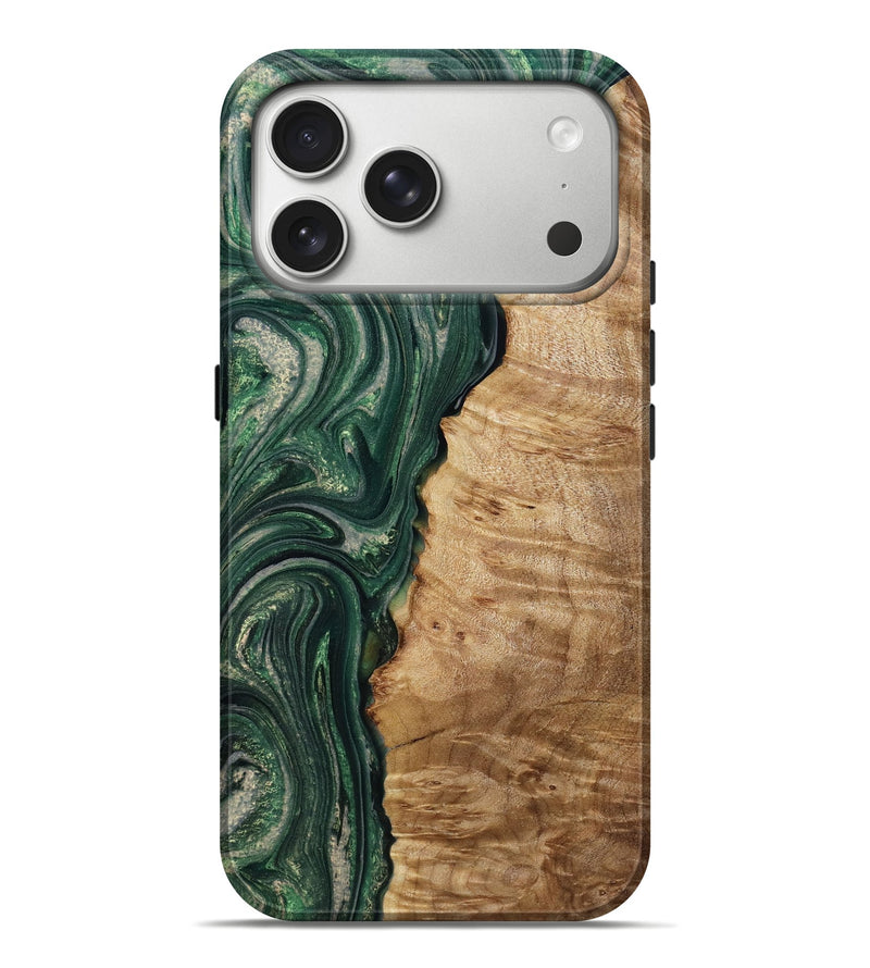 iPhone 17 Pro Max Wood Live Edge Phone Case - Newton (Green, 788910)