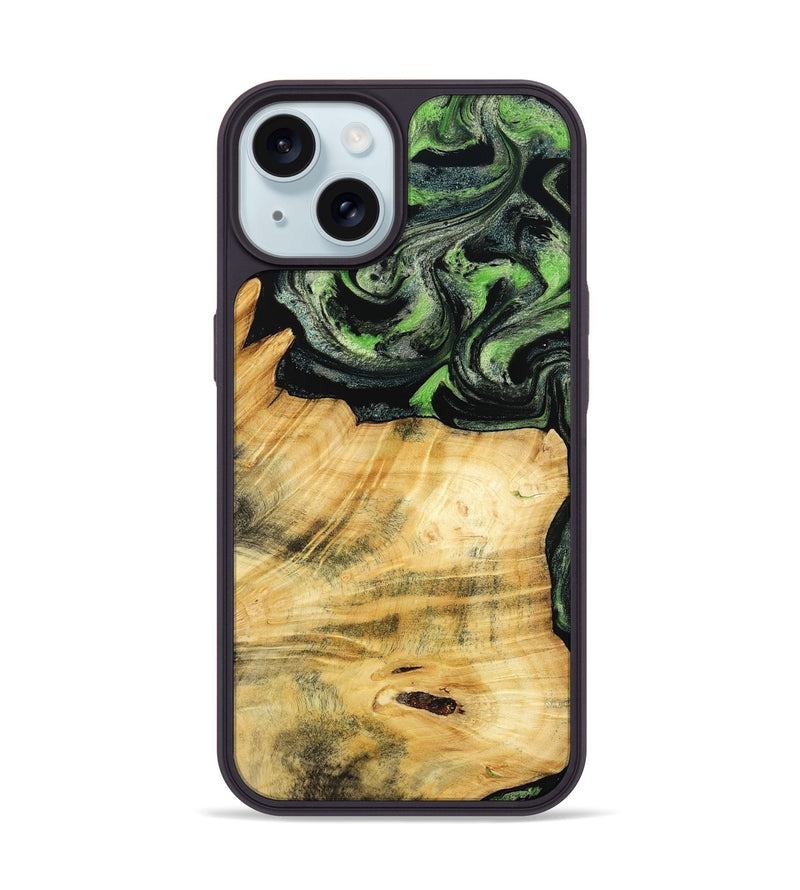iPhone 15 Wood Phone Case - Kecia (Green, 788921)