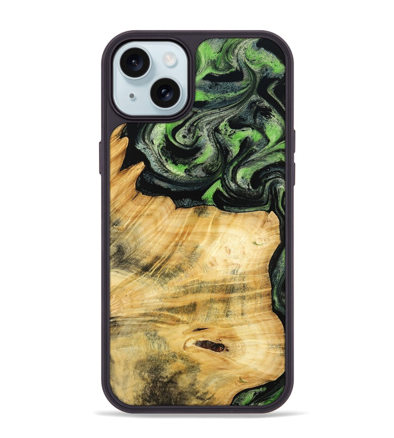 iPhone 15 Plus Wood Phone Case - Kecia (Green, 788921)