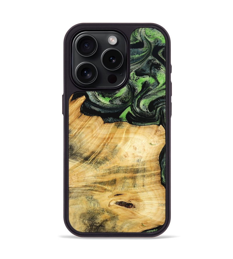 iPhone 15 Pro Wood Phone Case - Kecia (Green, 788921)